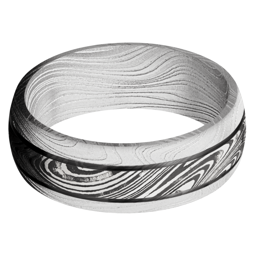 Marble Damascus Steel Men's Ring