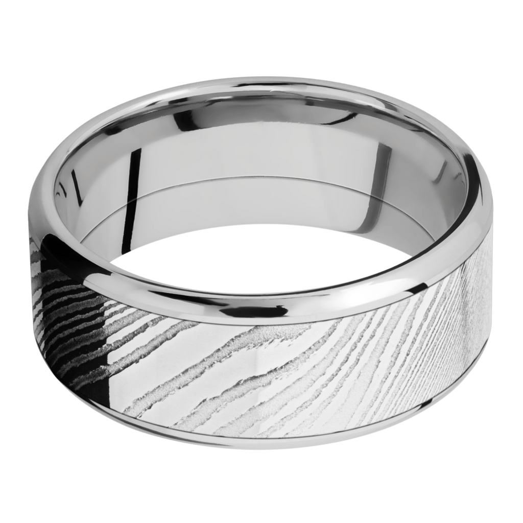 Cobalt Chrome Men's Ring with Damascus Steel