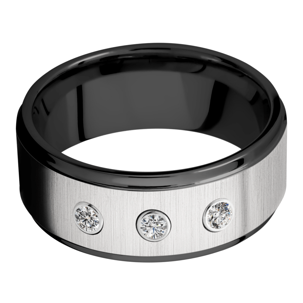 Black Zirconium Men's Ring with Lab Diamond