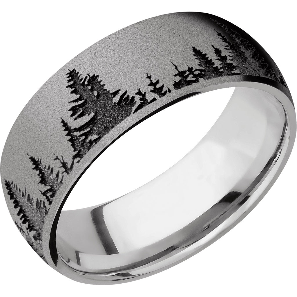 Titanium Men's Ring with Spruce Tree Design