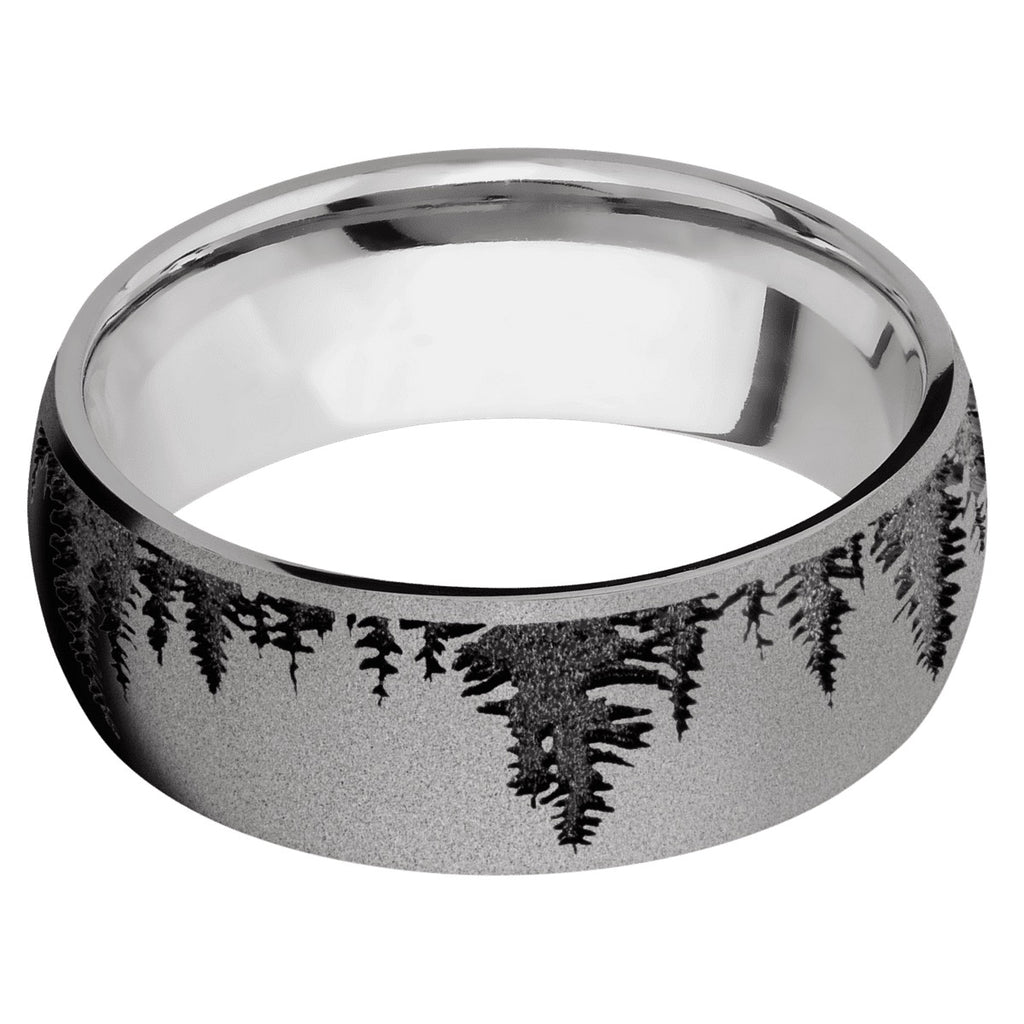 Titanium Men's Ring with Spruce Tree Design