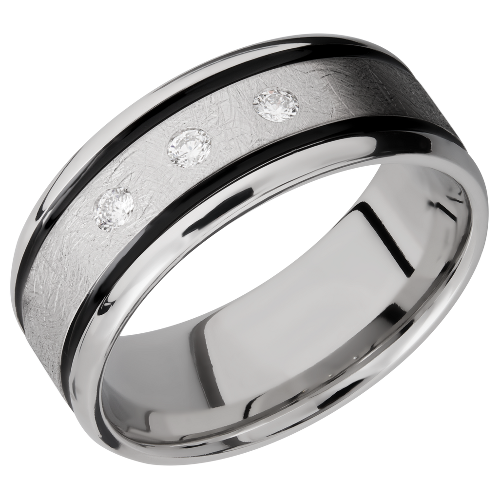 Cobalt Chrome Men's Ring with Cerakote and Diamond