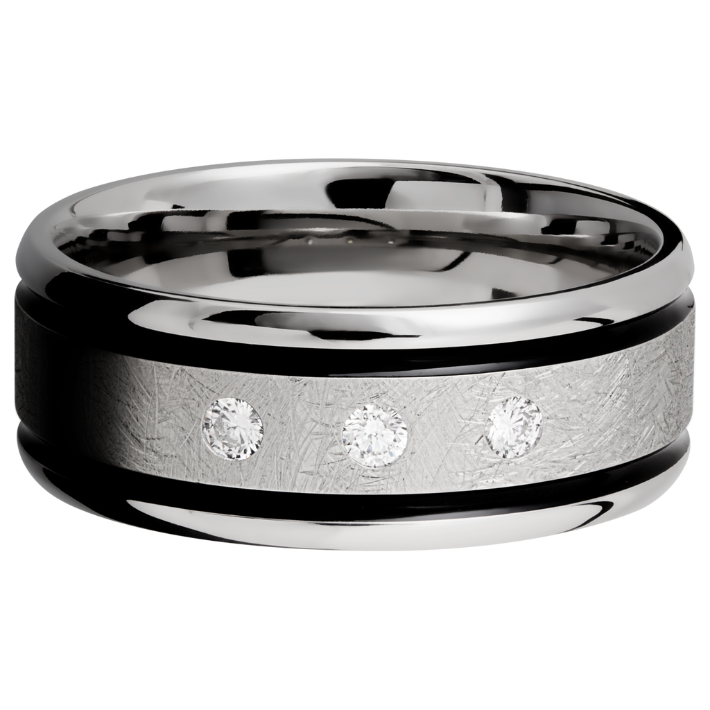 Cobalt Chrome Men's Ring with Cerakote and Diamond