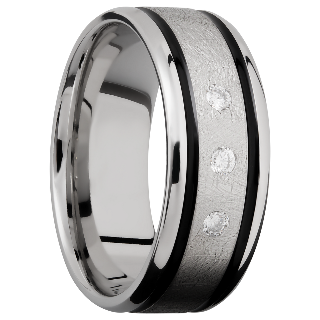 Cobalt Chrome Men's Ring with Cerakote and Diamond