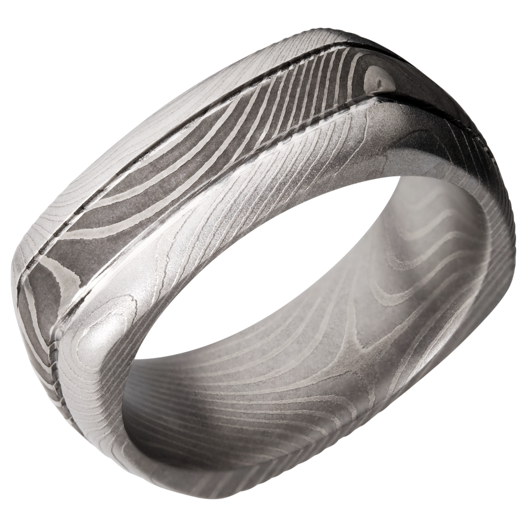 Flattwist Damascus Steel Men's Ring