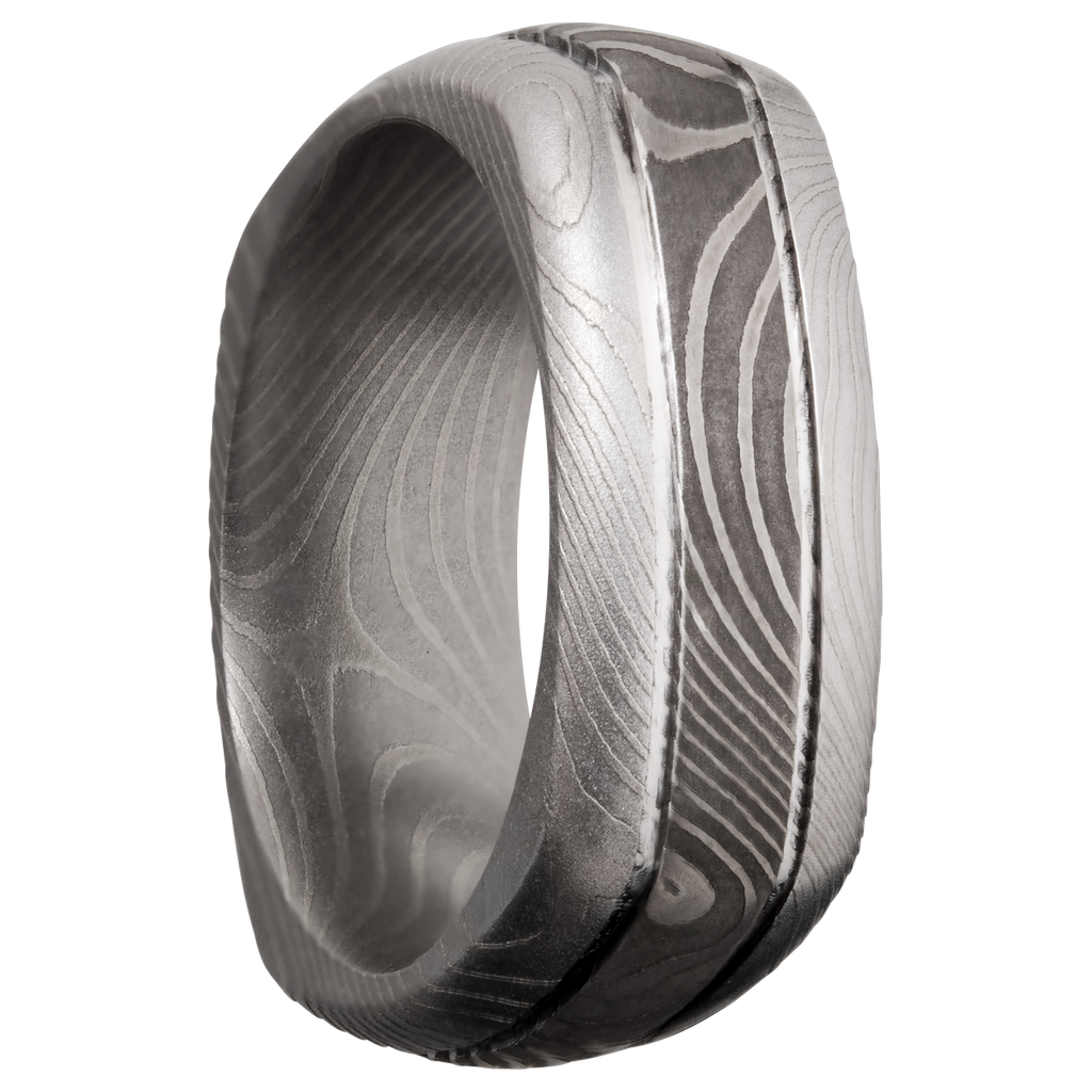 Flattwist Damascus Steel Men's Ring